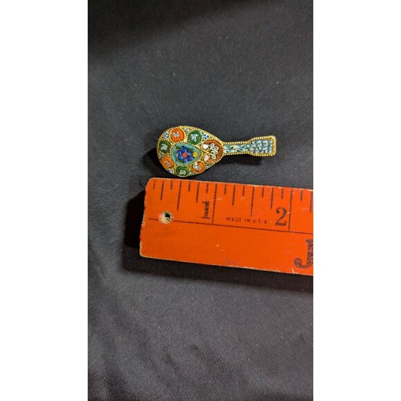 Vintage Italian Micro Mosaic Mandolin Brooch Pin Gold-Tone guitar  instrument - Picture 5 of 6